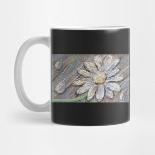 daisy and raindrops sidewalk chalk chalkboard drawing Mug